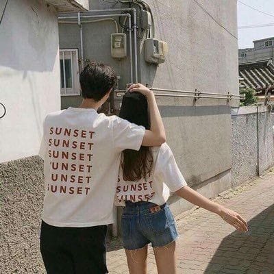 MYSTIQUE.ID-BAJU KAOS COUPLE SUNSET T-SHIRT LUCU DAN AESTHETIC