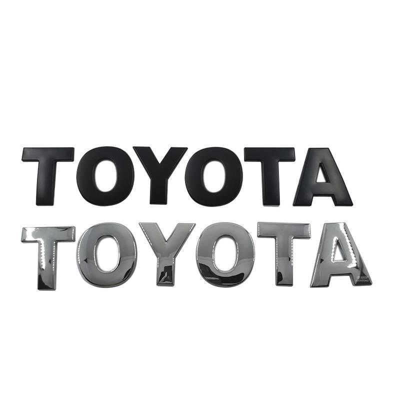 TOYOTA Hood Emblem DIY Letter 45mm Chrome/Black Car Decals Stickers