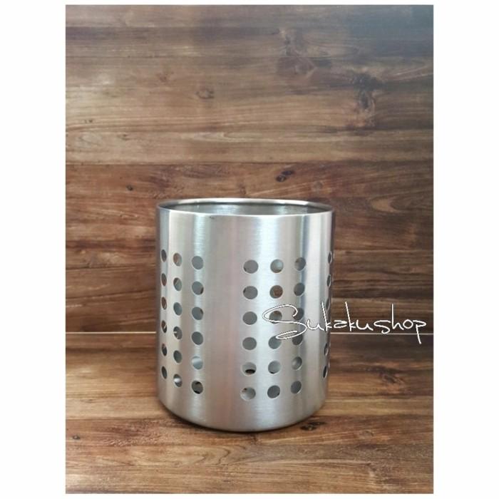 Wad | Tempat Rak Sendok Garpu Dapur Cuci Piring Stainless Tinggi Besar/Kecil