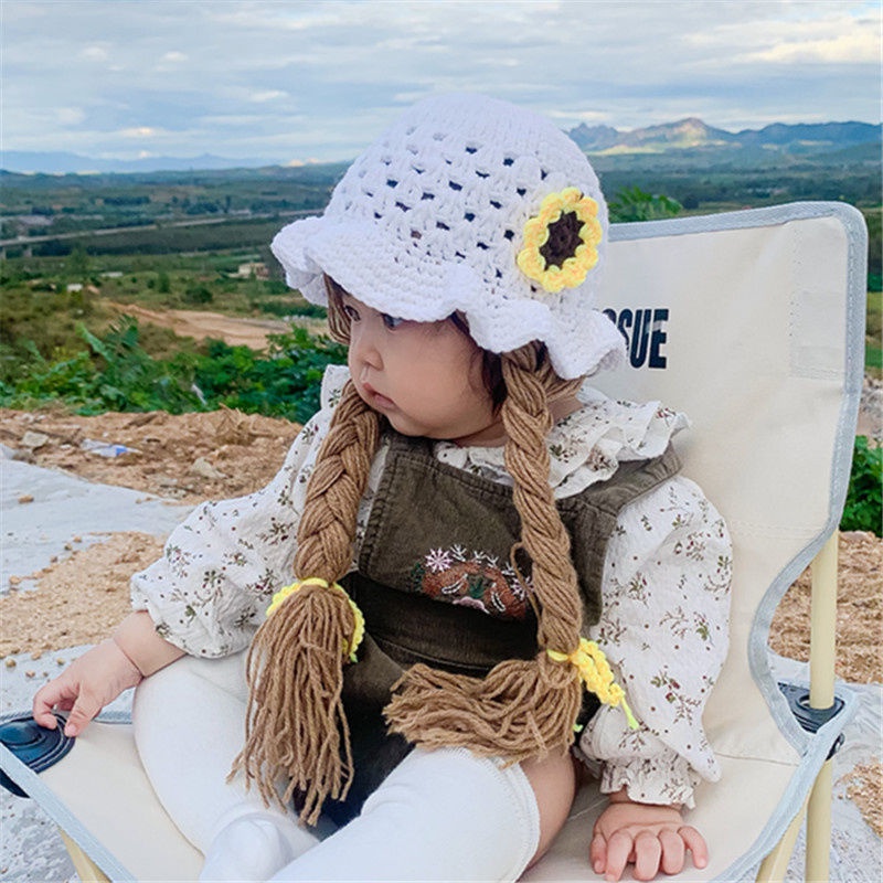 Kupluk Model Rambut Palsu / Topi Bayi Newborn Anak Perempuan / Topi Newborn Lucu / Kupluk Rajut Bayi / Topi Bayi Rajut / Baby Hat / Topi Bayi Lembut Lucu