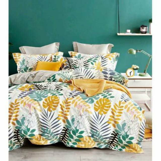 Sprei Katun Jepang Monstera Garden | Sprei Satin Jepang