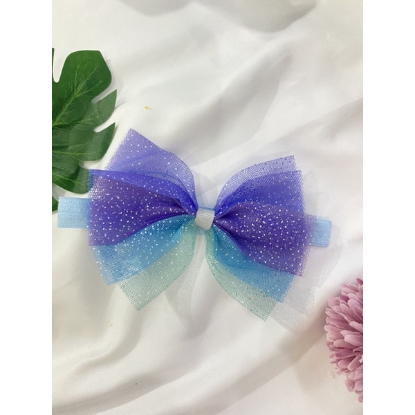 BANDANA ANAK | BANDO BAYI PITA JALA RAINBOW GLITER IMPORT/BANDANA KOREA ANAK