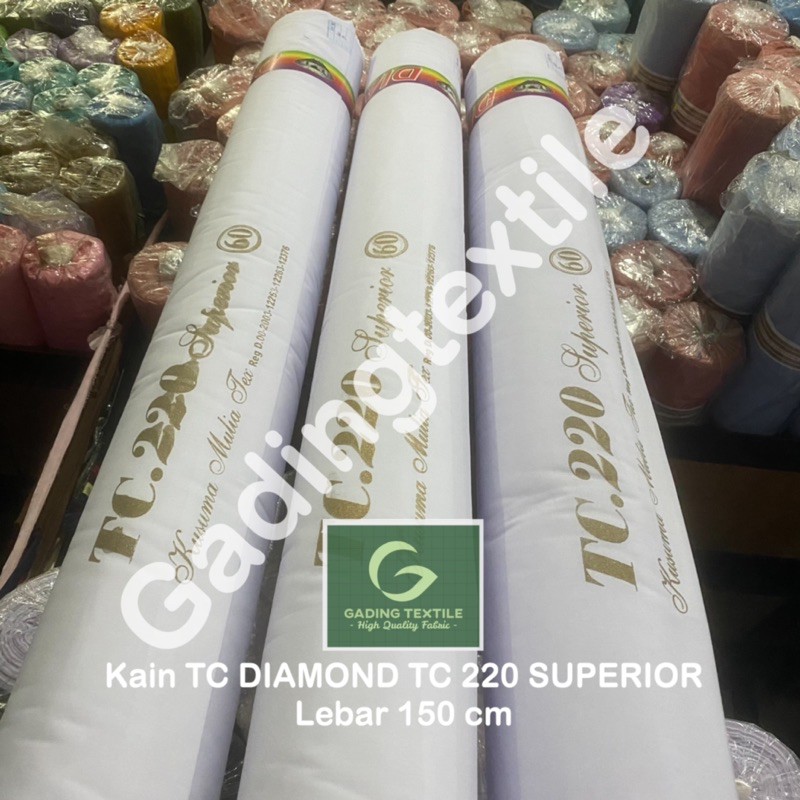 ( per setengah meter ) Kain katun jepang putih TC 220 DIAMOND SUPERIOR meteran lebar 150 cm bahan baju kemeja hem seragam sekolah sd smp sma kerja dinas putih spanduk lukis pecel lele mori kafan background backdrop foto kerudung jilbab bergo alas piknik