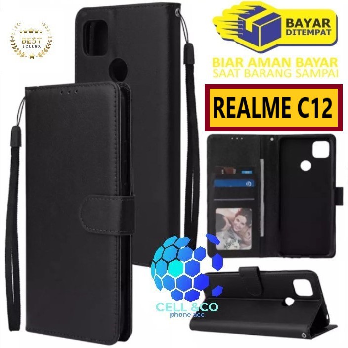 Flip cover REALME C12 Flip case buka tutup kesing hp casing flip case leather wallet