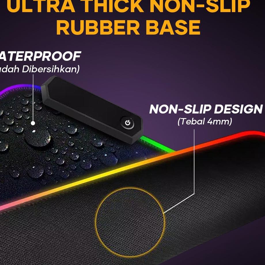 KODEA5m0L--ISKU Mouse Pad Gaming LED RGB XL/Desk Mat Anti Slip high precision ukuran besar/Alas keyb