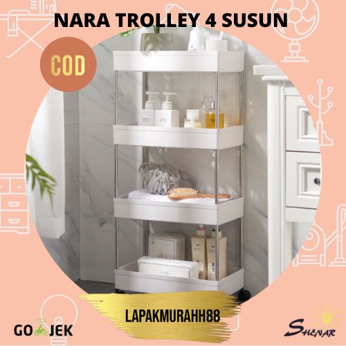 SHENAR NARA RAK RODA DAPUR SLIM / RAK SUSUN TROLI SERBAGUNA / RAK 4 TINGKAT / RAK DAPUR SLIM