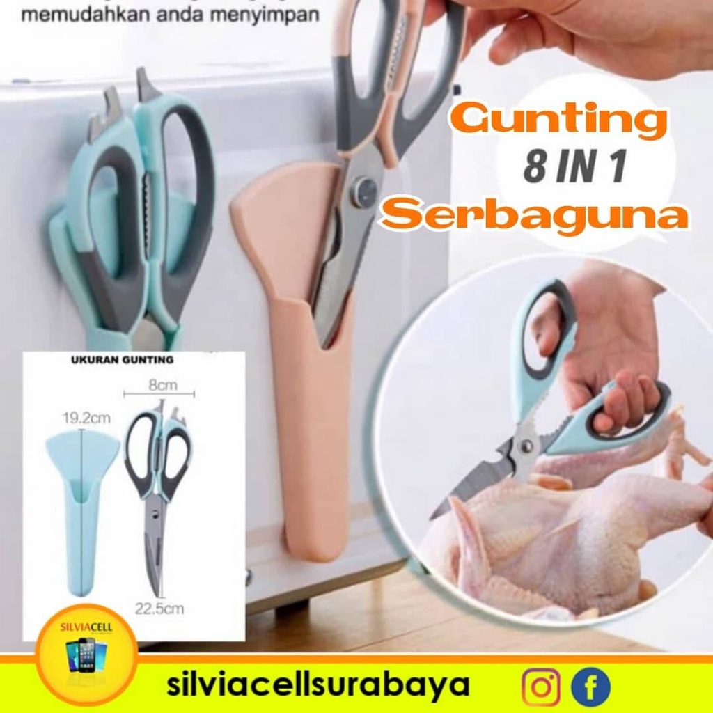 

8in1 Gunting Dapur Serbaguna Gunting Stainless Daging Ikan Sayur Buah