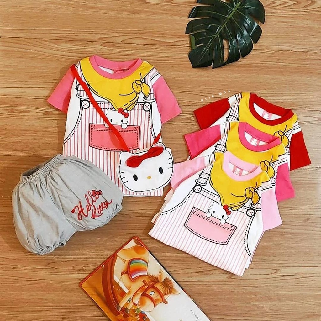 Klik Mds Setelan Baju Anak Bayi Perempuan Yuriko Kitty Free Bag 1 Ukuran Usia 2-12 Bulan