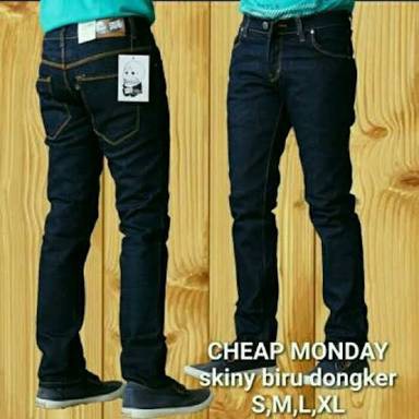 CELANA JEANS PRIA CHEAPMONDAY PENSIL RIPPED SKINNY SLIMFIT STRETCH AS-10 - BIRU MUDA,hitam 32