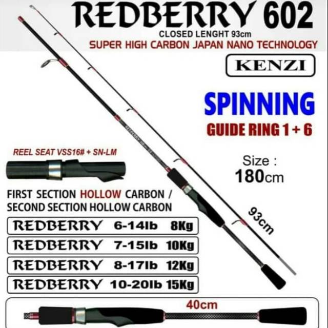 Joran kenzi redberry 180cm 14lb 17lb