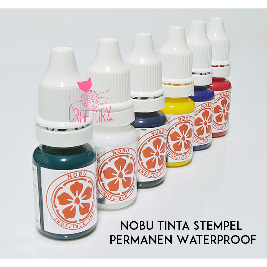Tinta Stempel Permanen Nobu Ink / Cap Plastik / Cap Expired Date/10ml