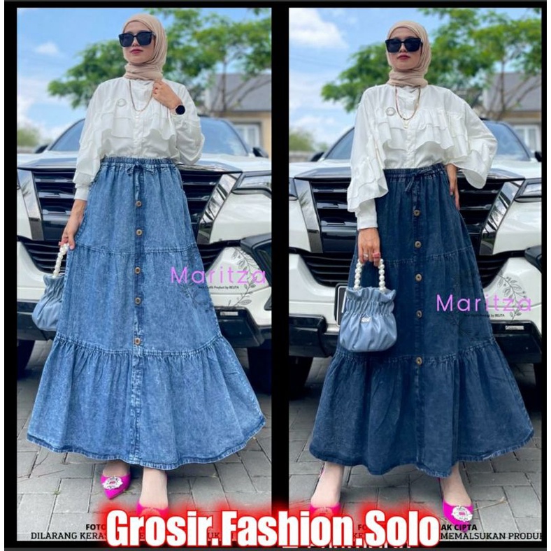 Shelva Skirt | Rok Jeans Susun Canda | GFS