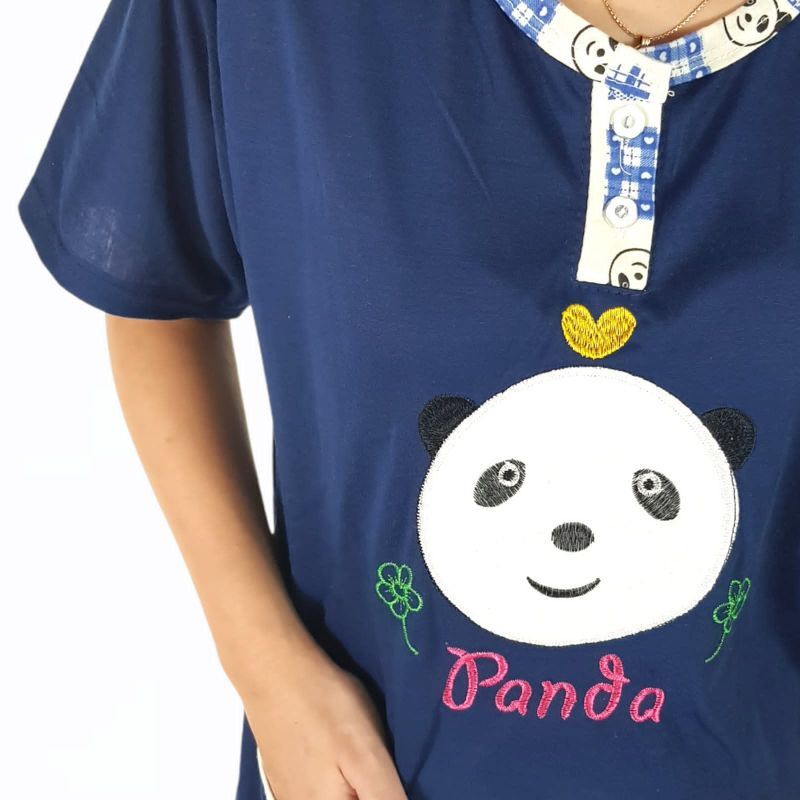 BAJU TIDUR KAOS DEWASA MOTIF PANDA CELANA PENDEK LENGEN PENDEK