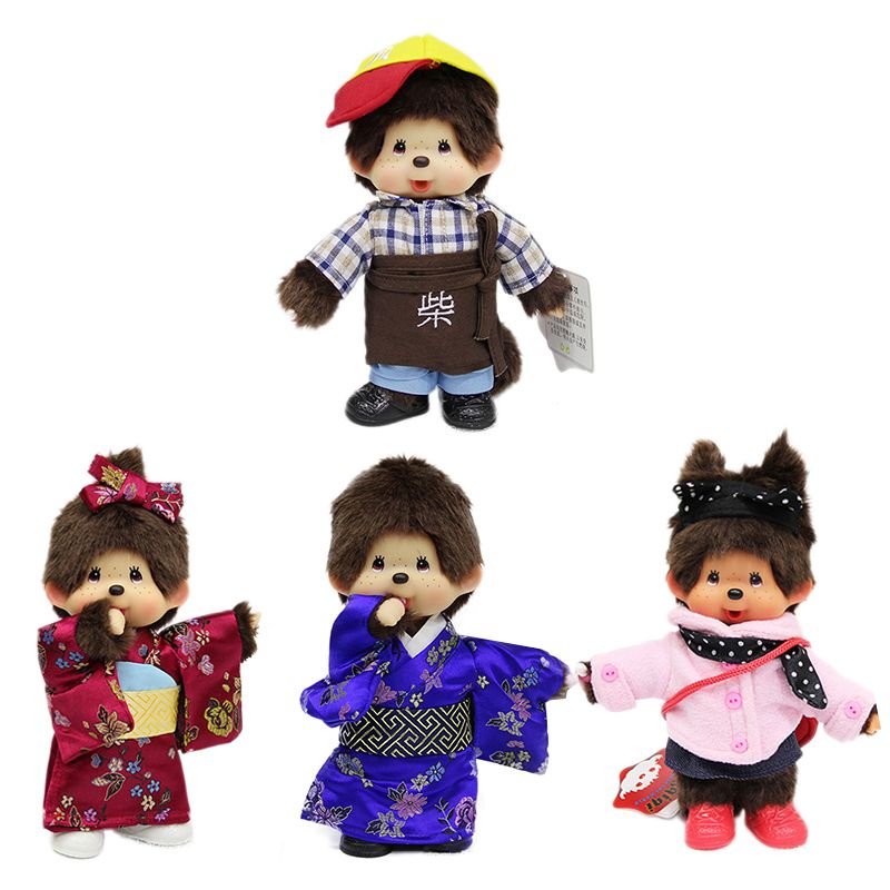 Plush Monchhichi 20cm/7.9in Mainan Baju Kimono Lucu Stufed Anak Boneka Hadiah