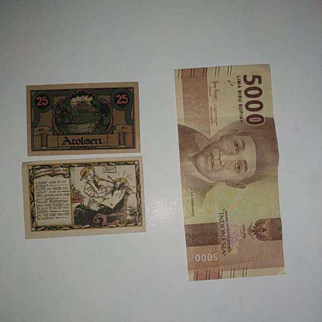 (Dapat 2) Uang kuno Notgeld uang darurat masa peperangan uang asing uang not geld