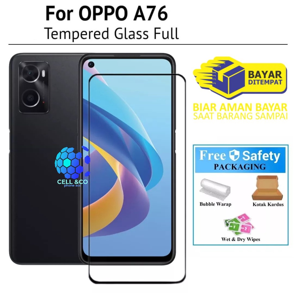 OPPO A76 Tempered Glass Full HD Anti Gores Premium Screen Protector Pelindung Layar Kaca OPPO A76