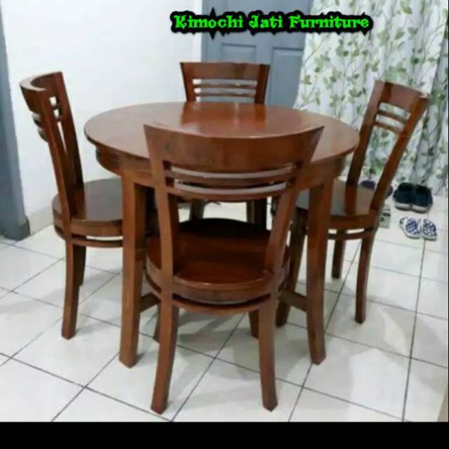 Meja makan bundar meja makan minimalis jati mebel jepara