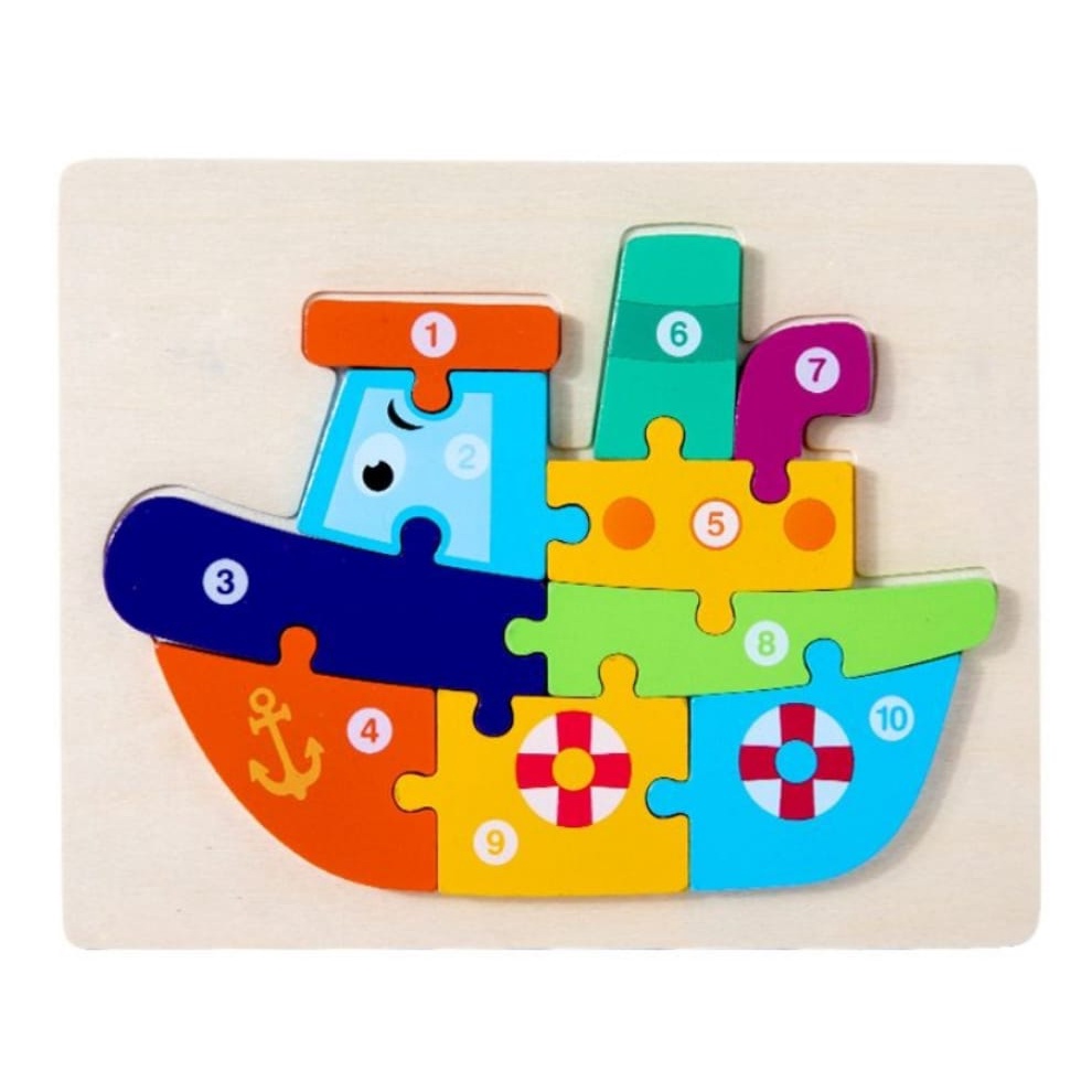 MAINAN PUZZLE KAYU ANAK 3D / JIGSAW PUZZLE KAYU LUCU DENGAN NOMER / PUZZLE 3D TIMBUL LUCU