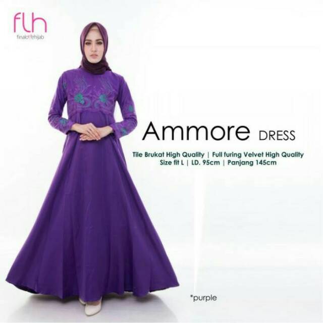 Gamis Velvet Brukat Ammore Dress Ori FLH