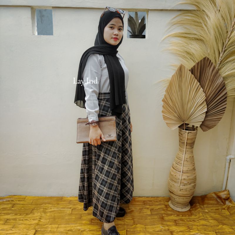 Rok Denim Aquila Tartan // Rok Payung Terbaru // Rok Muslim