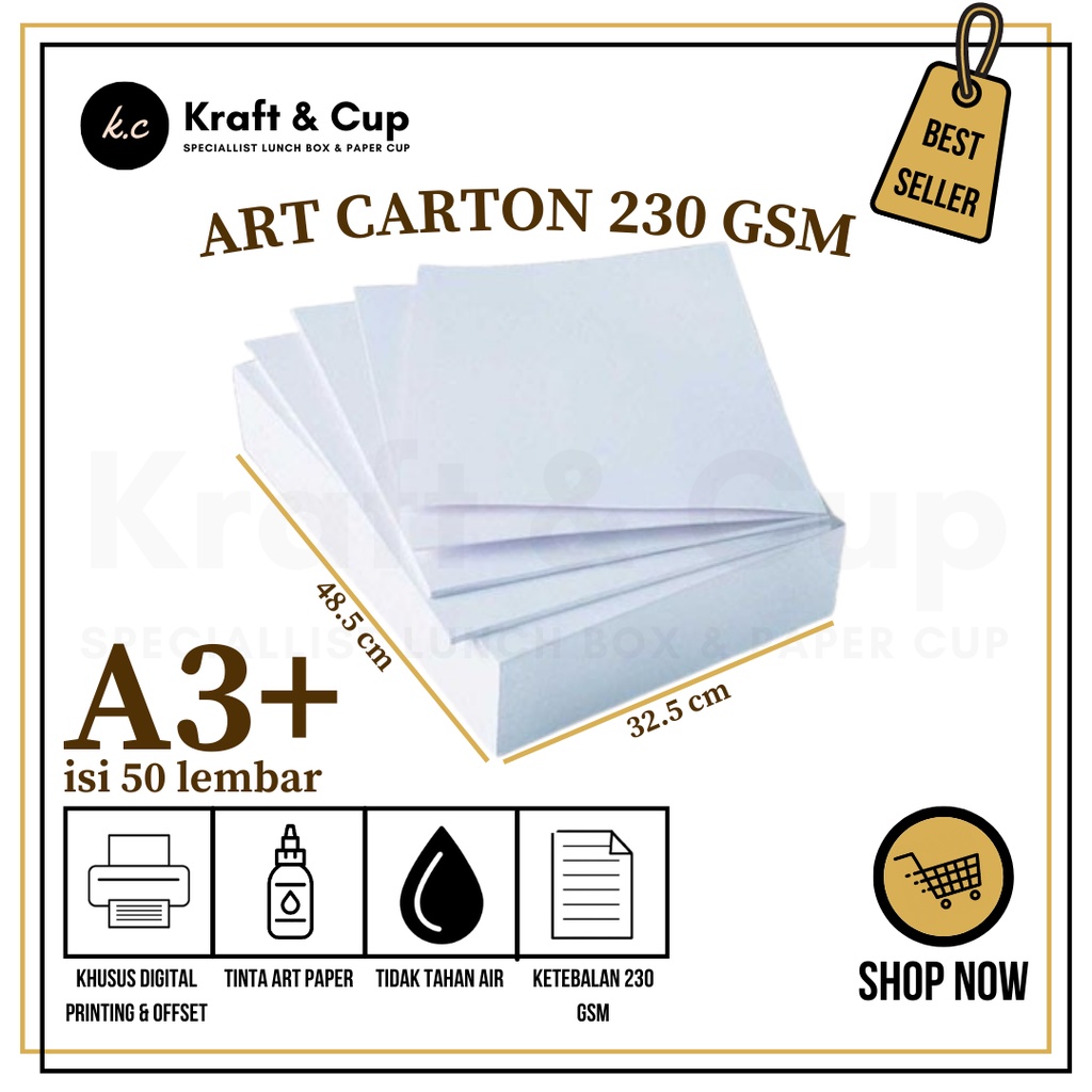 

Art Carton A3 Plus 230 gsm isi 50 lembar / Kertas Art Karton A3 Plus