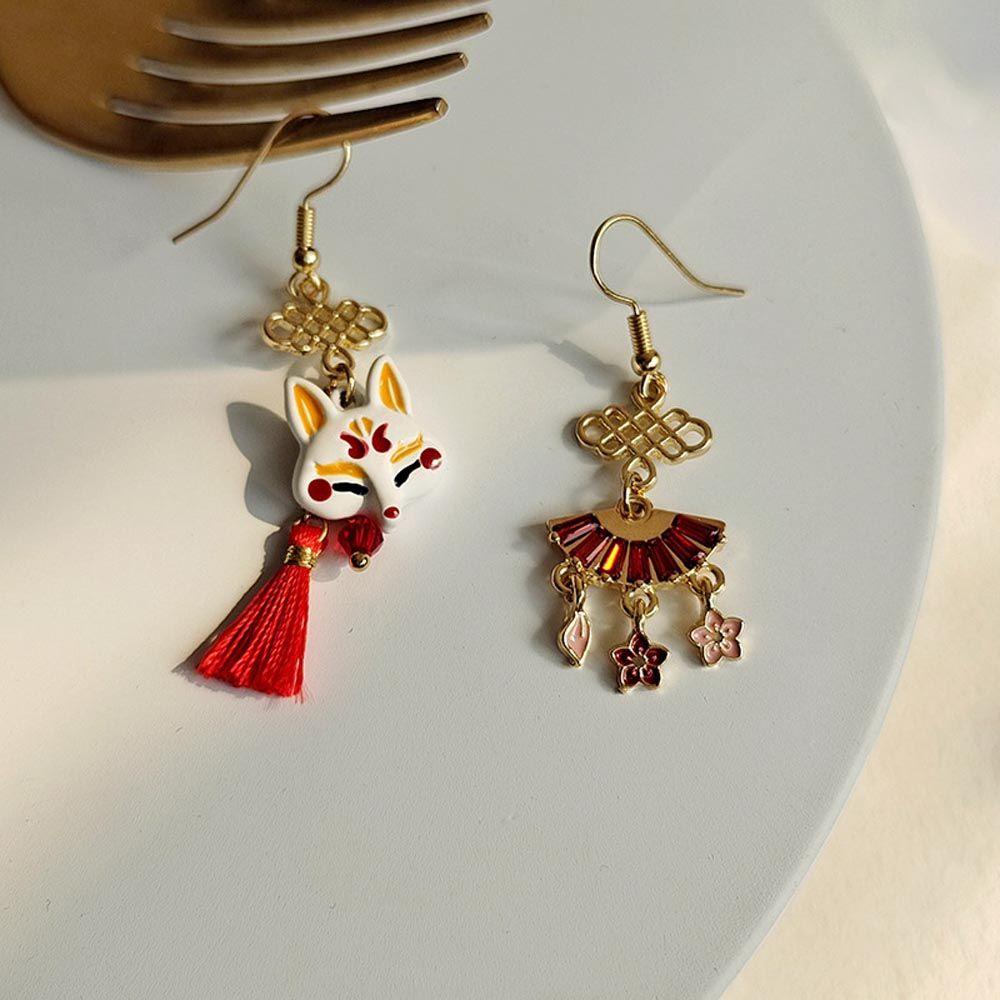 NEEDWAY Wanita Anting Stud Lucu Vintage Untuk Gadis Rumbai Tergantung Jepang Sakura Temperamen Drop Earrings