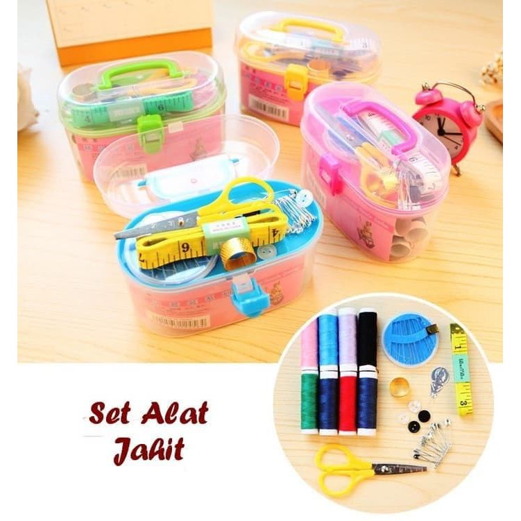 Sewing box 1 set alat Jahit &amp; benang warna lengkap Paket Benang dan Jarum Komplit