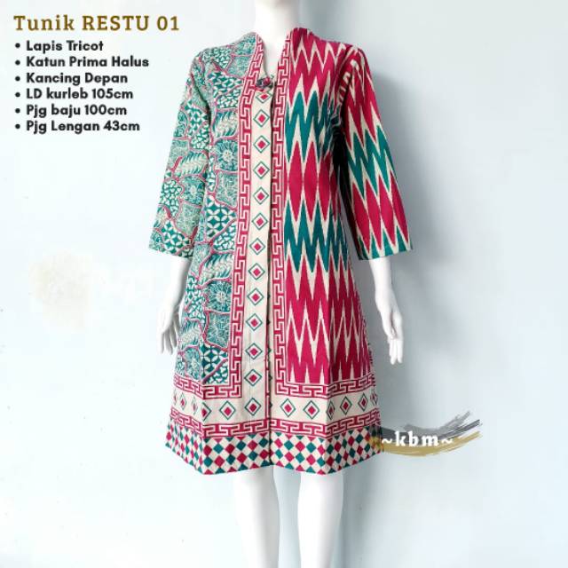 Tunik  Restu lapis tricod dan kemeja restu lapis furing