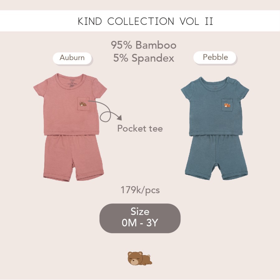 Petit Beary Bamboo Basic Tee + Shorts Set - Baju Santai Rumah Anak Bayi Celana Pendek Bambu Halus