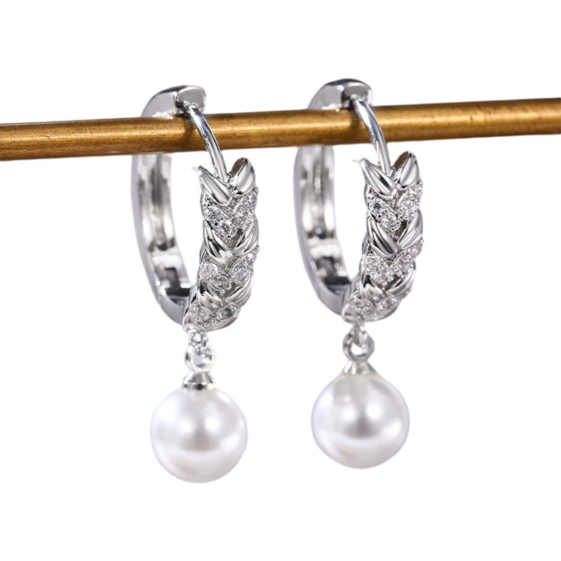 Fancyqube Anting Juntai Hias Mutiara Warna Beige Untuk Wanita