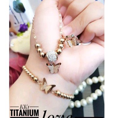 Titanium Set Perhiasan Wanita Rosegold 48222