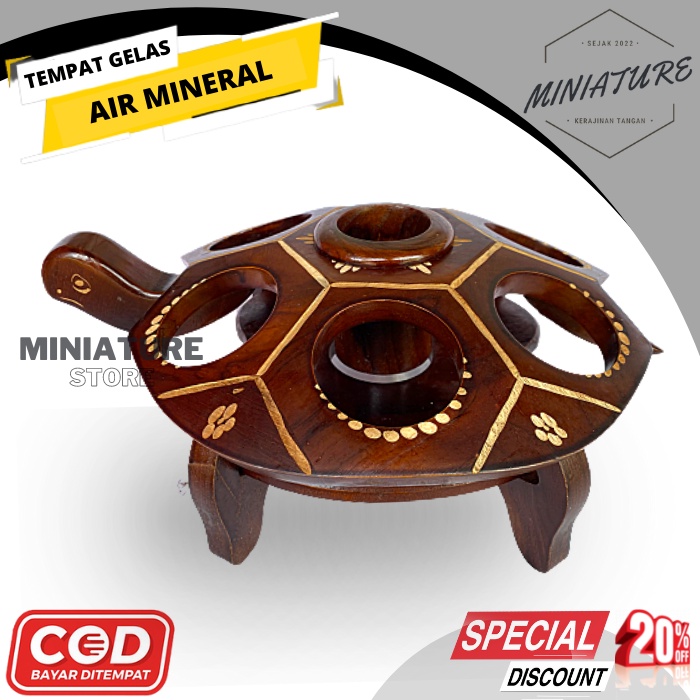 Rak Aqua Kura Kura Keranjang Tempat Air Mineral Aqua Gelas Kayu Ukir Unik Antik S31