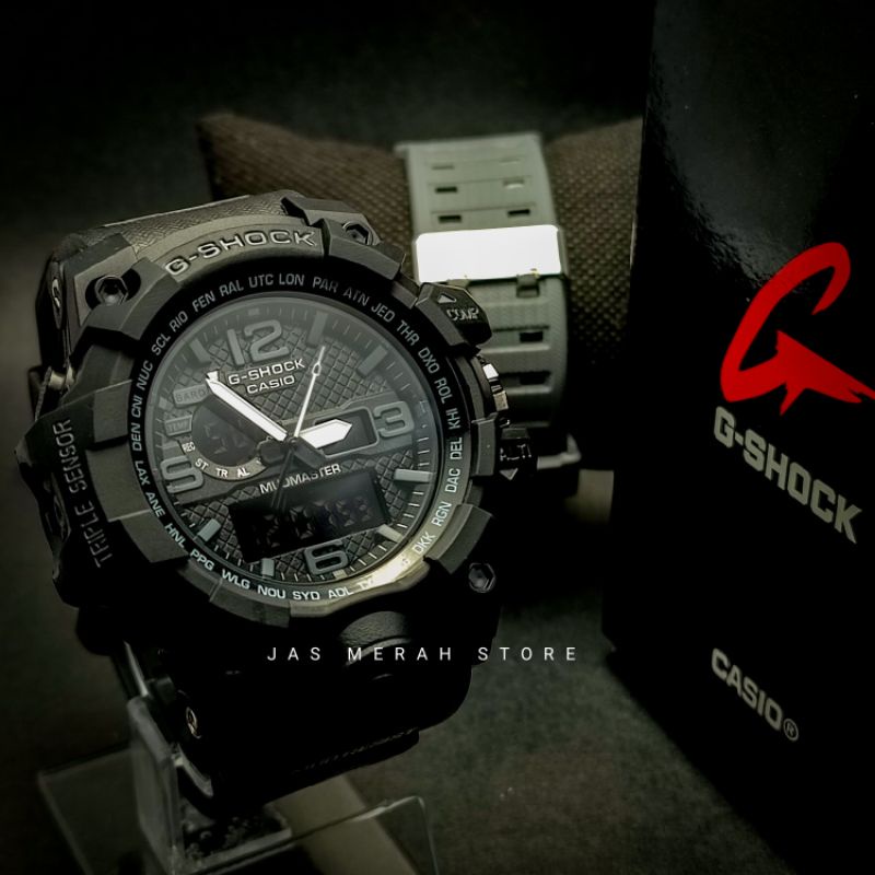 JAM TANGAN PRIA CASIO G-SHOCK ABU - ABU GWG 1000  EXLUSIF TALI HITAM DUALTIME TAHAN AIR GRADE A+