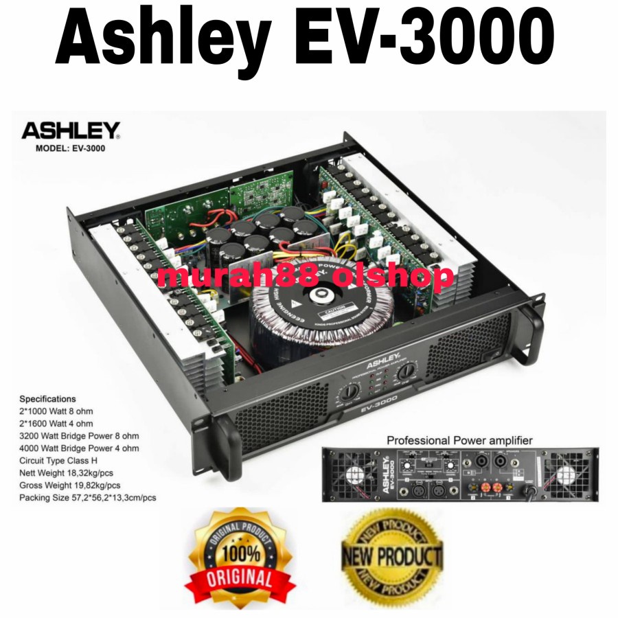 POWER AUDIO power ampli ASHLEY ev 3000 EV-3000  ev3000 ORIGINAL