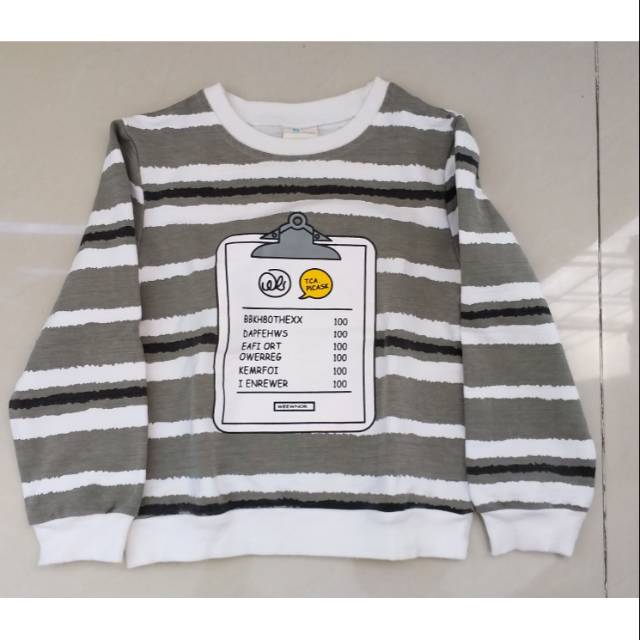 Preloved baju sweater anak laki salur abu factory outlet branded size 3 tahun lengan panjang