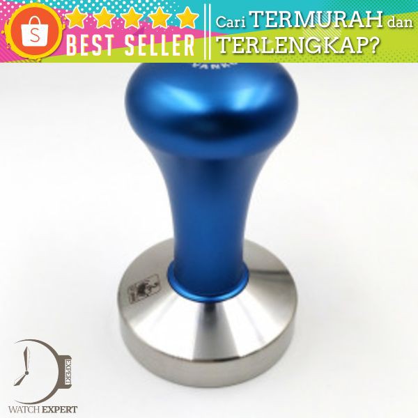 VanKood Recaps Tamper Kopi Espresso Flat Stainless Steel Chrome Plated 51mm - A1194 - Blue