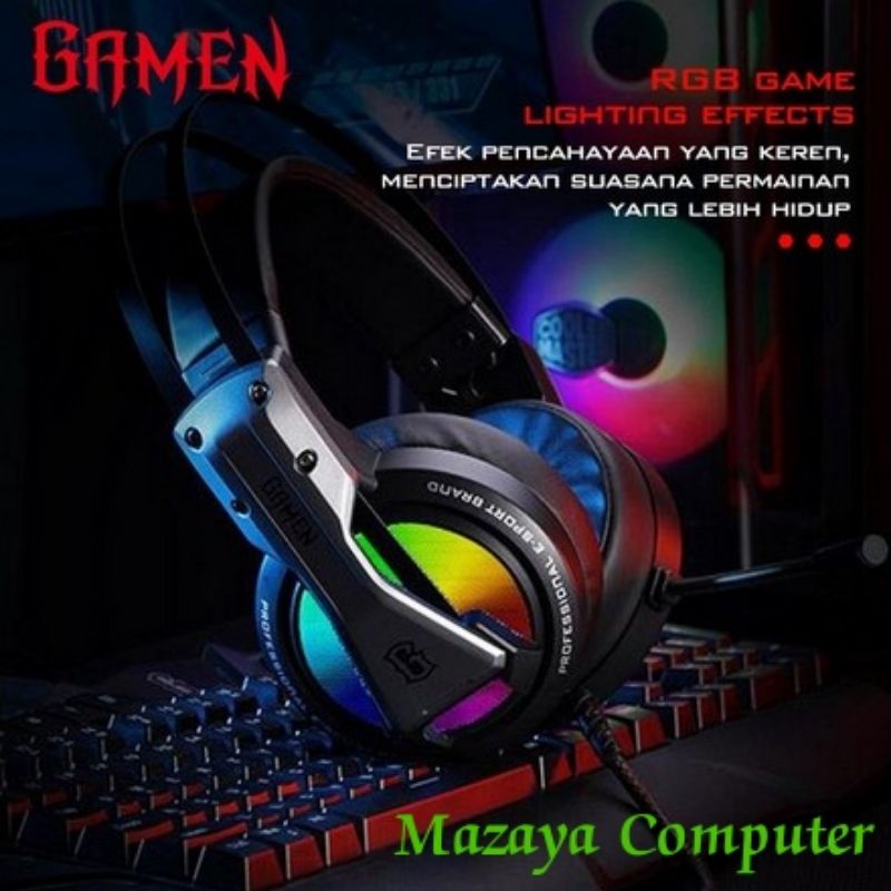 Headset Gaming RGB GAMEN GH1500 Headphone Game LED Lighting Original