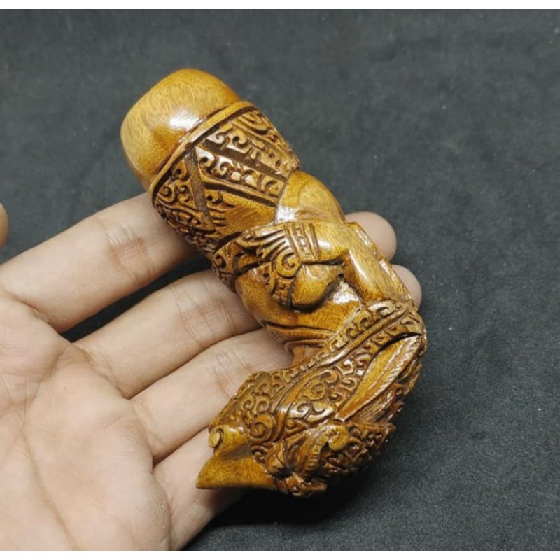 Handle Hulu Gagang Keris Kayu Ukir Ukiran Jawa Demang Model Kuno