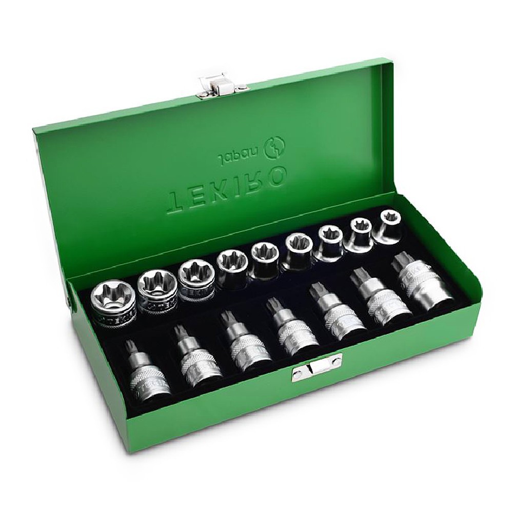 Kunci Shock Bintang Dan L Bintang Set Tekiro 16 Pcs 1/2 Inch Box Besi Socket Set Shock Sok Sock Shok