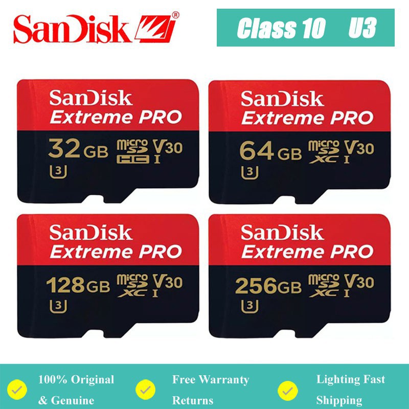 Sandisk Extreme Pro Memory Card Micro Sd Card 32gb 64gb 128gb 256gb 512gb U3 Kecepatan 80mb S Shopee Indonesia