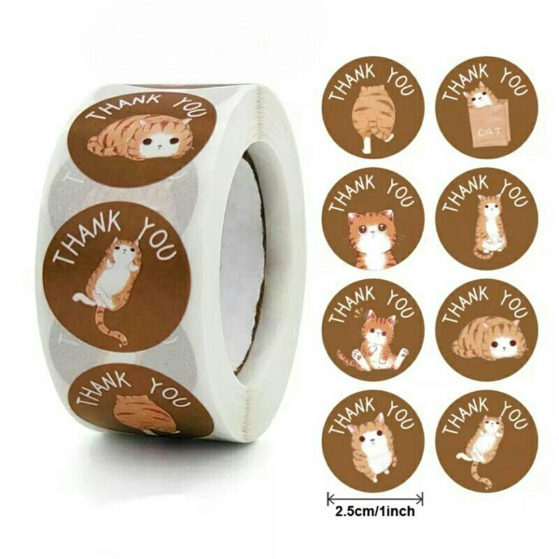 

Stiker Ucapan Terima Kasih Kucing Cokelat Lucu Sticker Thank You Cat