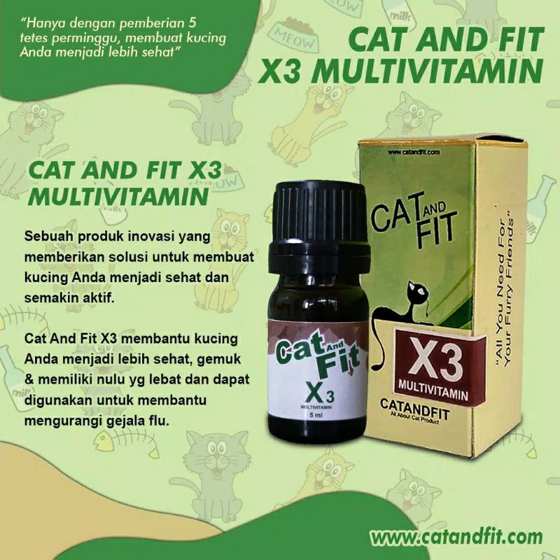Paket Bebas Jamur dan Bulu lebat Kucing Cat and Fit X1 dan X3