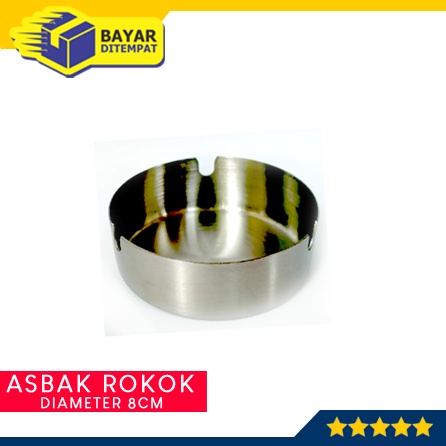 Asbak BULAT TEBAL Tempat Abu Rokok Roko Stainless Steel (ALT22)