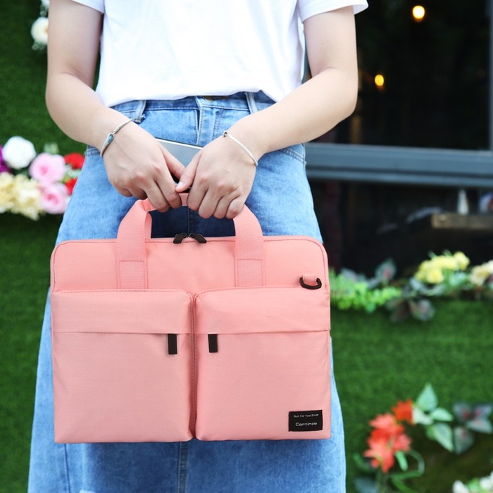Tas Laptop Macbook Cartinoe RFID Blocking Messenger Bag 13 14. inch pink