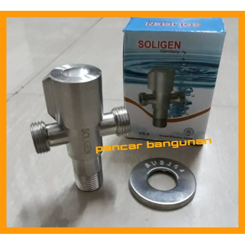 KRAN SHOWER CABANG 2 SOLIGEN YG4 - KRAN KLOSET T STAINLESS SOLIGEN YG4 - STOP KRAN CABANG 2 SOLIGEN