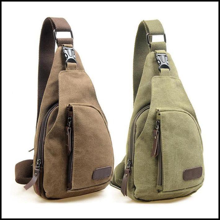 PROMO TAS SELEMPANG PRIA KANVAS / SLING BAG / SLEMPANG BODYPACK CANVAS - HIJAU 