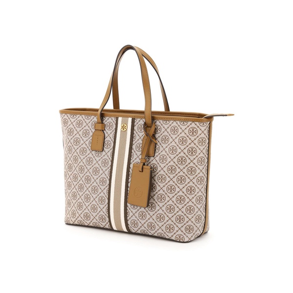 Tas Tory Burch 81963 T Monogram Coated Canvas Small Tote Bag-GRANOLA