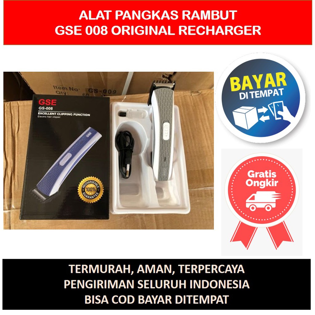 Alat Mesin Pangkas Potong Cukur Rambut Hair Clipper Salon GSE 008 Recharger Original Murah