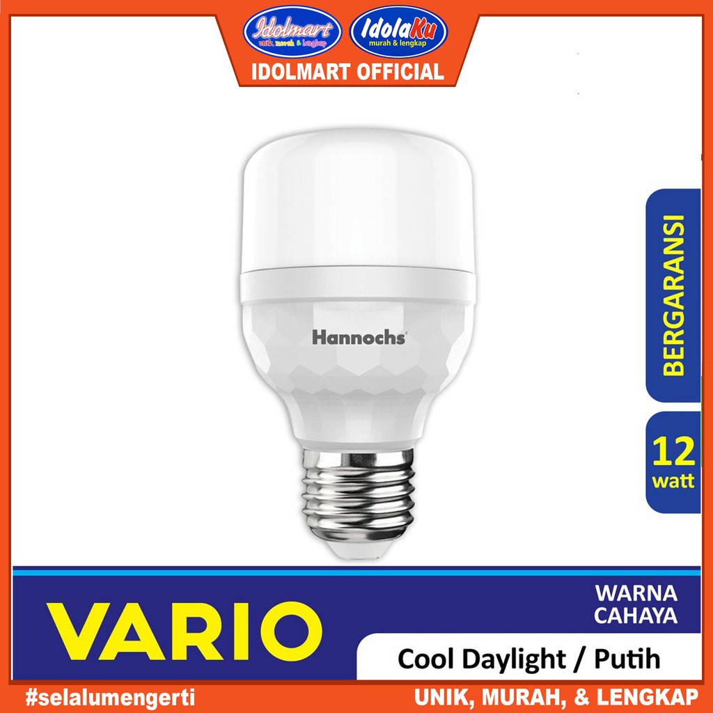 IDOLAKU Hannochs Lampu LED Vario 12 Watt Cahaya Putih lampu Hemat Energy Hanoc