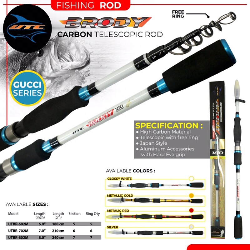 Joran Fishing Rod Brody Carbon Telescopic Rod Utecate Gucci Series 180 210 240